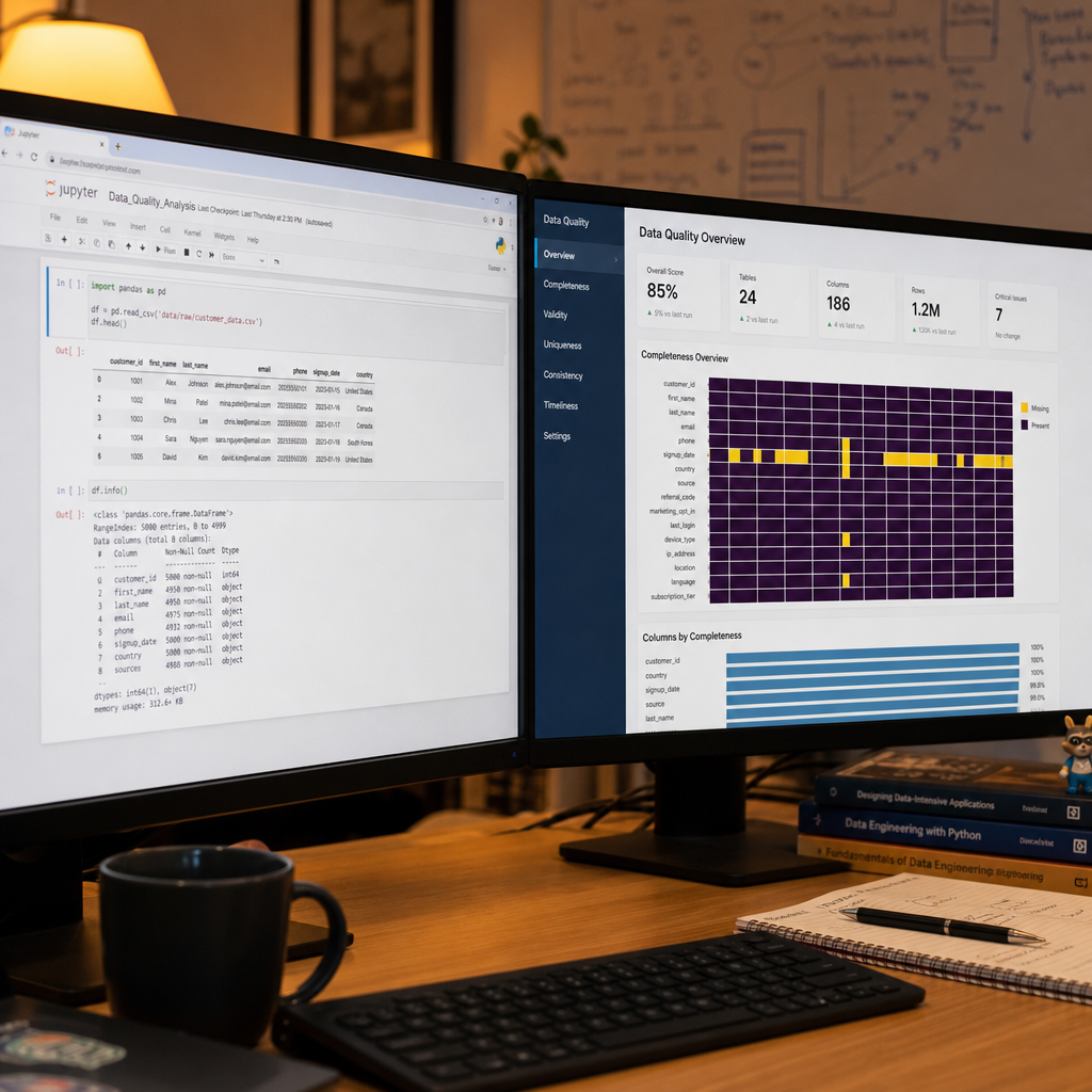 Poste de data engineer préparant un dataset pour un modèle d'intelligence artificielle
