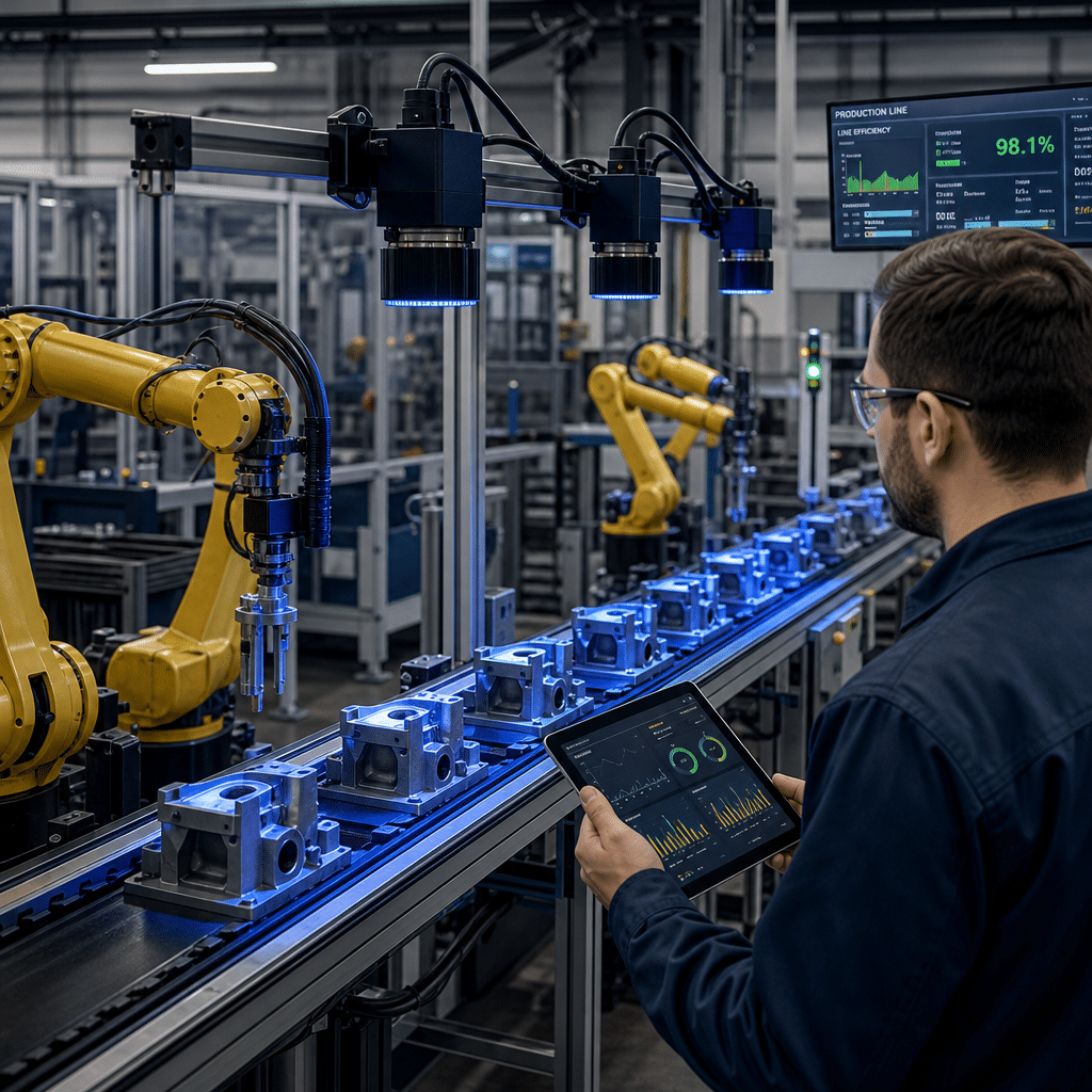 Ligne de production équipée de vision par ordinateur pour le contrôle qualité en 2026